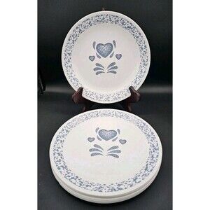 Vtg Lot of 8 Corelle Blue Hearts Dinner Plates 10.25" Made In USA